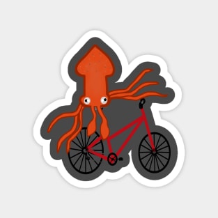 Squid On A Bicycle Magnet