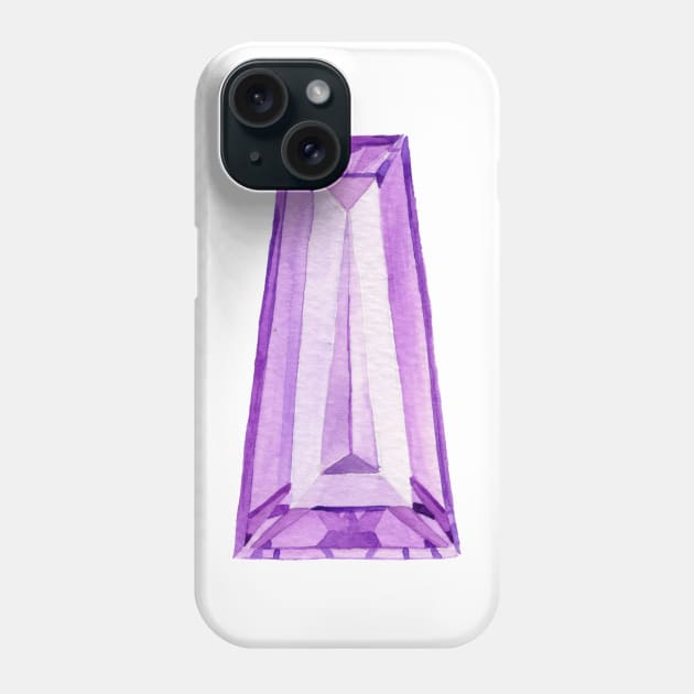 Tapered Baguette Amethyst Phone Case by Elizabeth Weglein Art