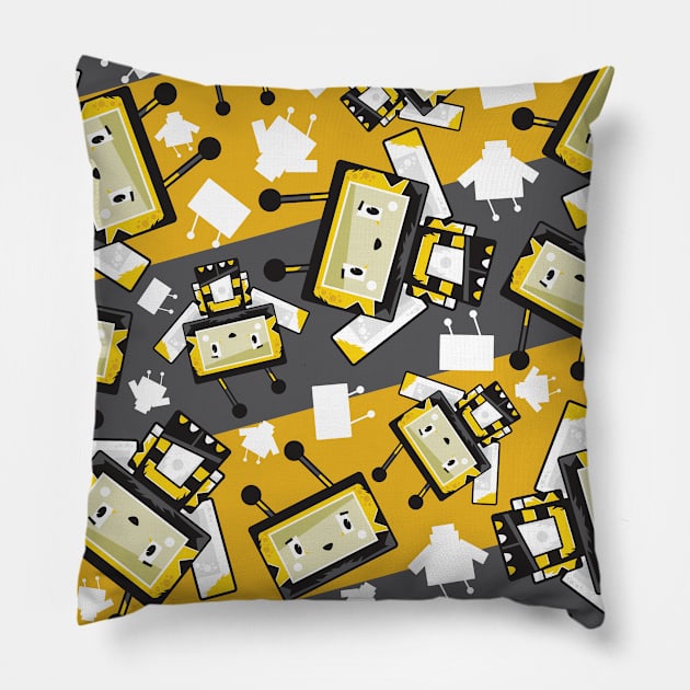 Cute Cartoon Blockimals Bee Pattern Pillow by markmurphycreative