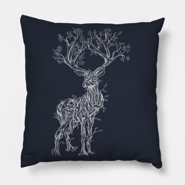 Vine Branch Stag (Light) Pillow by Mainahste