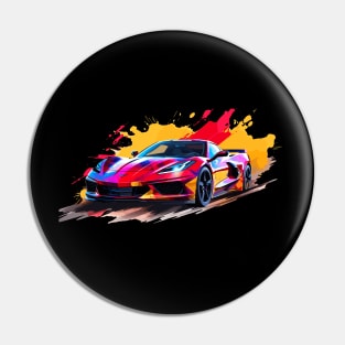 Torch Red C8 Corvette racecar splatter art Supercar Sports car Racing car Pin