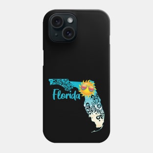 Florida With Sun Wearing Sunglasses Beach Ocean Phone Case