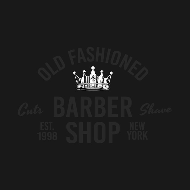 Barbershop print with crown. Monochrome retro design. by DenysHolovatiuk