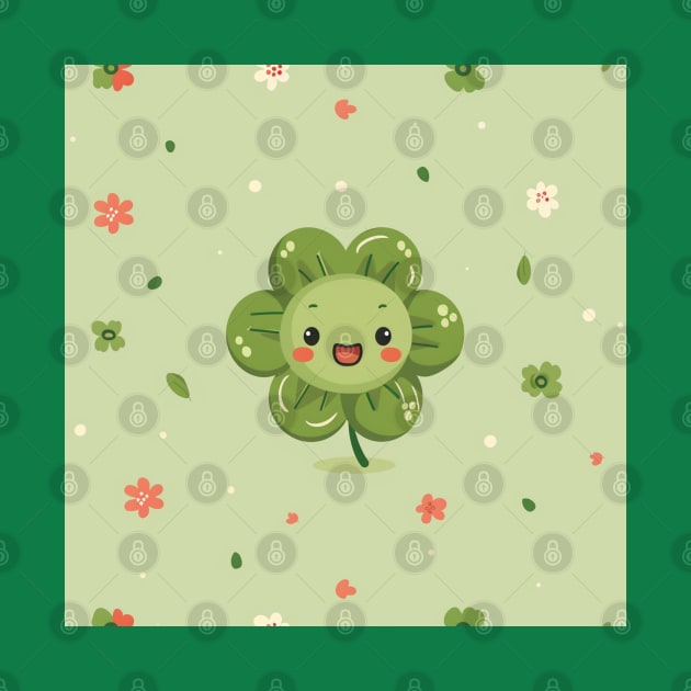 Green leaf clover shamrock in St Patricks day seamless pattern by MilkyBerry