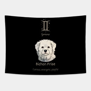 Gemini: Bichon Frise- Zodiac Tarot Card Tapestry