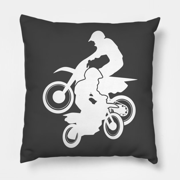 Motocross Dirt Bikes Off-road Motorcycle Racing Pillow by hobrath