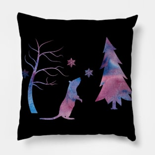 Rat Winter Scene With Snowflakes Art Pillow