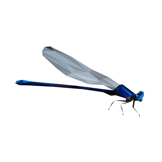 Low Poly Blue Dragonfly by DigitalShards