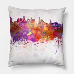 Brooklyn skyline in watercolor background Pillow