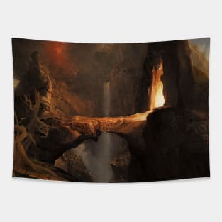 Expulsion. Moon and Firelight by Thomas Cole Tapestry