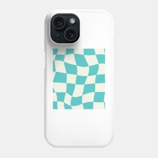 Turquoise Swirl Checkered Pattern Y2K Danish Pastel Pattern Phone Case