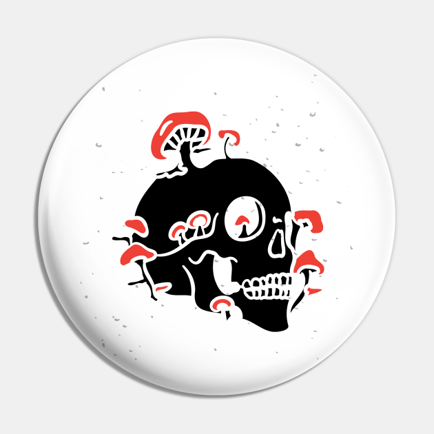 Botanical Skull Growing Mushrooms Botanical Skull Pin TeePublic