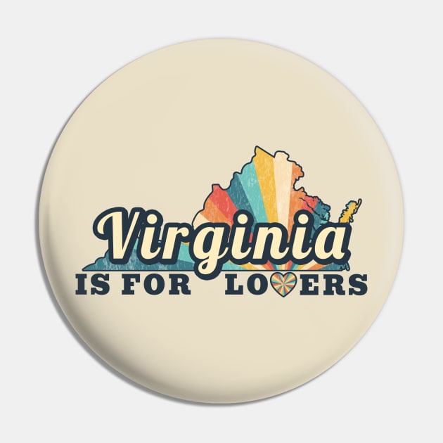 Virginia Is For Lovers Maps Vintage Pin by ItuPagi