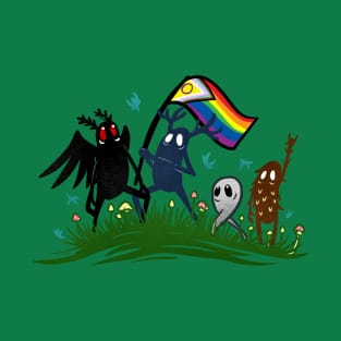 Cryptid Pride Mothman Sasquatch Fresno Nightcrawler Forest Guardian T-Shirt