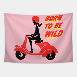 Born to be Wild Girl on Scooter Tapestry