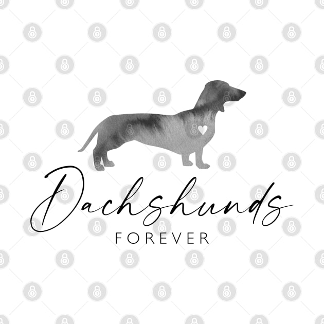 Sausage Doxie Dog Lover Gift - Ink Effect Silhouette - Dachshunds Forever by Elsie Bee Designs