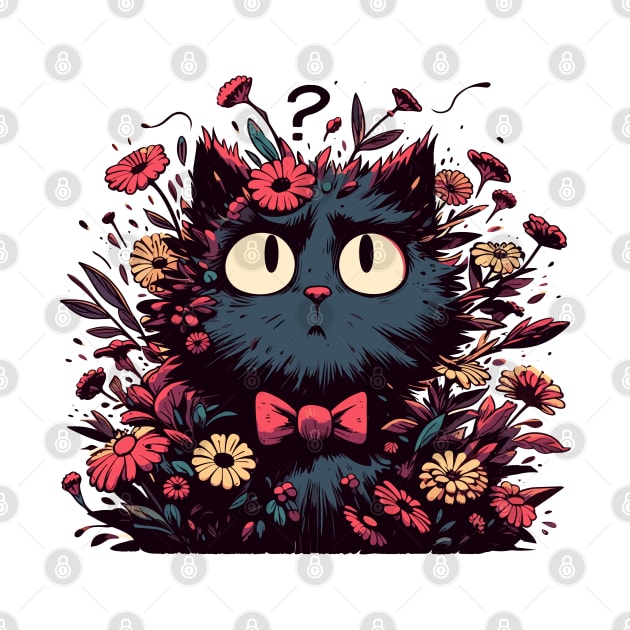 Kawaii botanical confused cat by TomFrontierArt