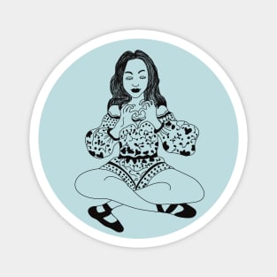 Yoga girl heart hands Magnet