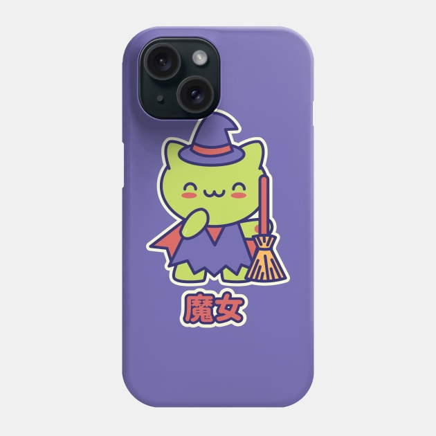 Kawaii Witch Kitty Phone Case by Kappacino Creations