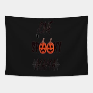 Pastel Orange One Spooky Mama, Funny Halloween Gift Idea (Portrait) Tapestry