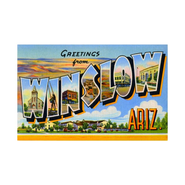 Greetings from Winslow, Arizona - Vintage Large Letter Postcard by Naves