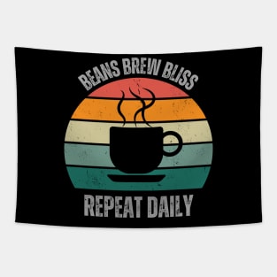 Beans Brew Bliss Repeat Daily | Coffee Lover | Retro | Vintage Tapestry