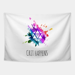 Crit Happens - rainbow & black - LGBTQ+ ttrpg dice Tapestry