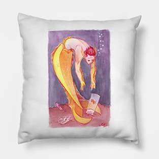 MerMay Goldfish Merman Rescuer Watercolor Pillow