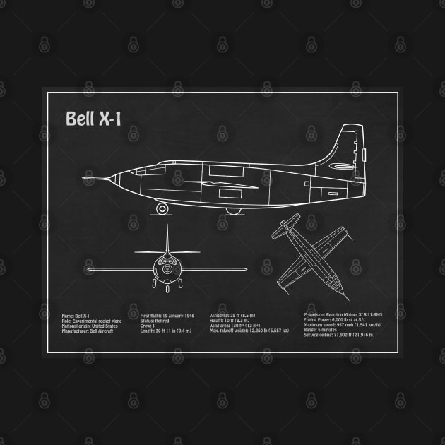 Bell X-1 - Airplane Blueprint - PD by SPJE Illustration Photography