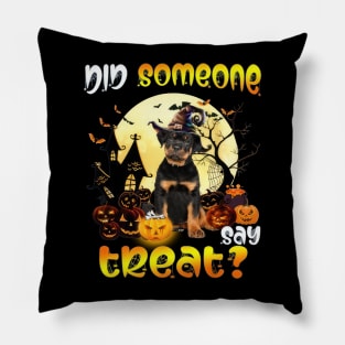 Rottweiler Did Someone Say Treat Happy Halloween Pillow