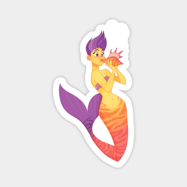 mermaid conch shell Magnet by melivillosa