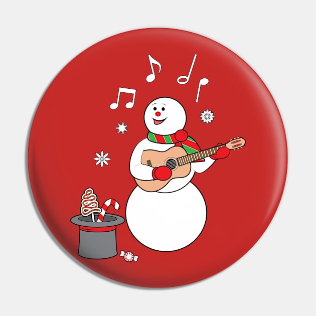 Christmas Snowman Musician Pin by PenguinCornerStore