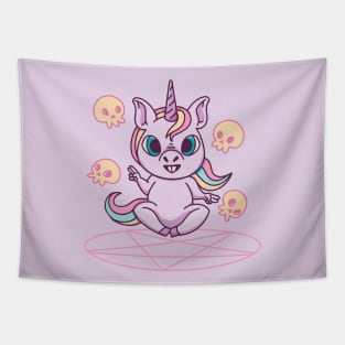 Summon Your Magic: Unleash the Power of Cute with Unicorn and Skulls! Tapestry