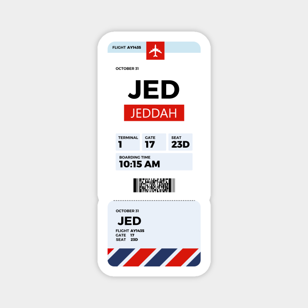 Jeddah boarding pass Jeddah Boarding Pass TeePublic