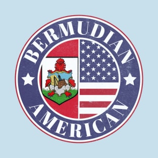 Proud Bermudian-American Badge - Bermuda Flag T-Shirt