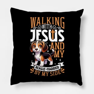 Jesus and dog - Beagle-Harrier Pillow