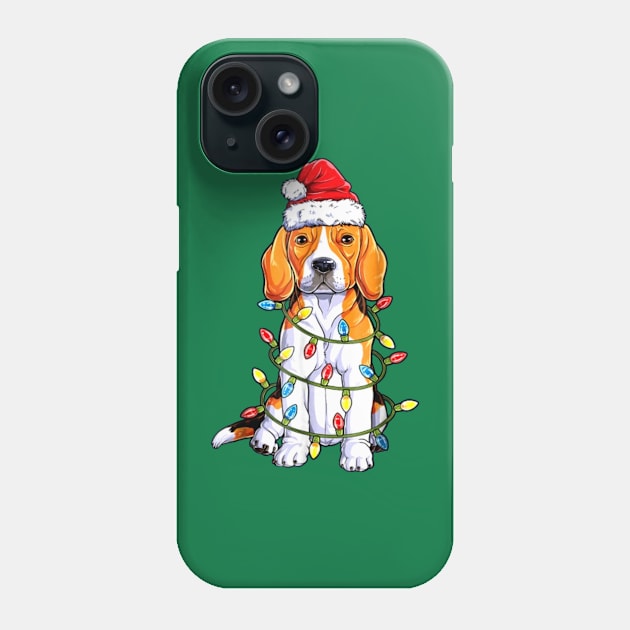 Beagle Santa Christmas Lights Happy Holidays Season Phone Case by BoongMie