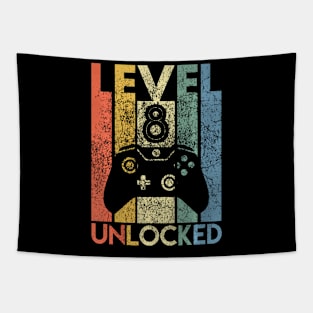 Level 8 Unlocked Funny Video Gamer 8th Birthday Tapestry