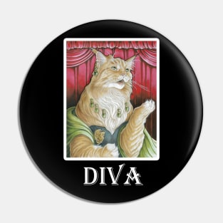 The Cat Singer - Diva Quote - White Outlined Version Pin