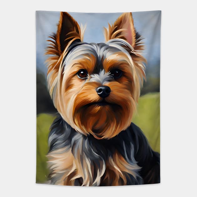 Yorkshire Terrier Dog Breed Oil Painting Tapestry by Art-Jiyuu