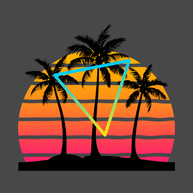 Sunset 80s Palm Tree Art by AlondraHanley