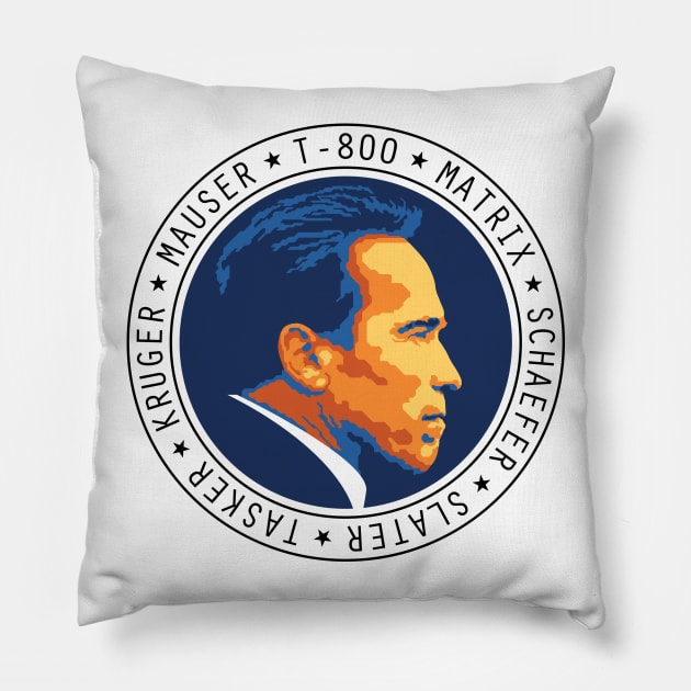 ARNOLD SCHWARZENEGGER Pillow by VectorVectoria