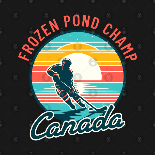 Vintage Canadian Hockey Player Sunset Tee - Pond Champion by Kicosh