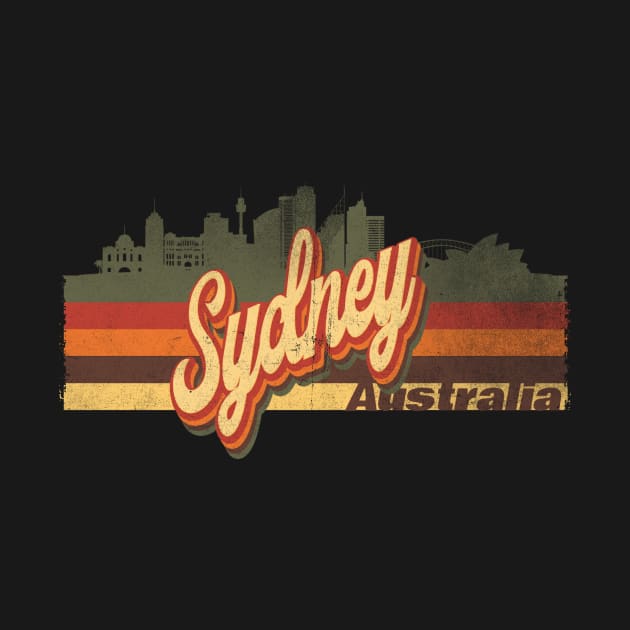 Sydney Australia Skyline Vintage Retro T-Shirt Gift - Sydney Australia - Sydney Australia Tourist Gift - Sydney Australia Hometown T-Shirt T-Shirt by Happy as I travel