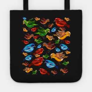 Birds of a feather flock together- colourful colorful  bird pattern Tote