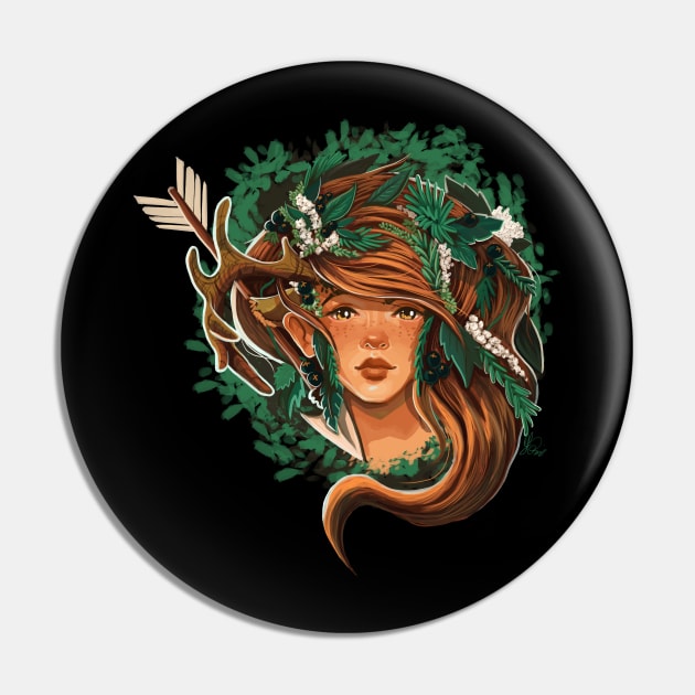 Artemis - Greek Goddess Pin by KPrimeArt