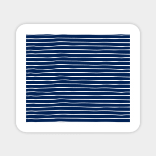 Navy & White Handdrawn Stripes Magnet