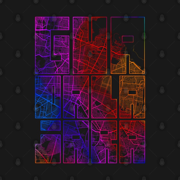 Guadalajara, Mexico City Map Typography - Colorful by deMAP Studio