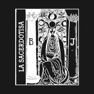 "La Sacerdotisa" The High Priestess Tarot Card Black and White T-Shirt