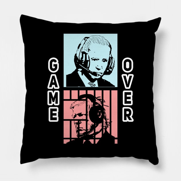 AI Presidents Gaming Trump Behind Bars Pillow by Electrovista